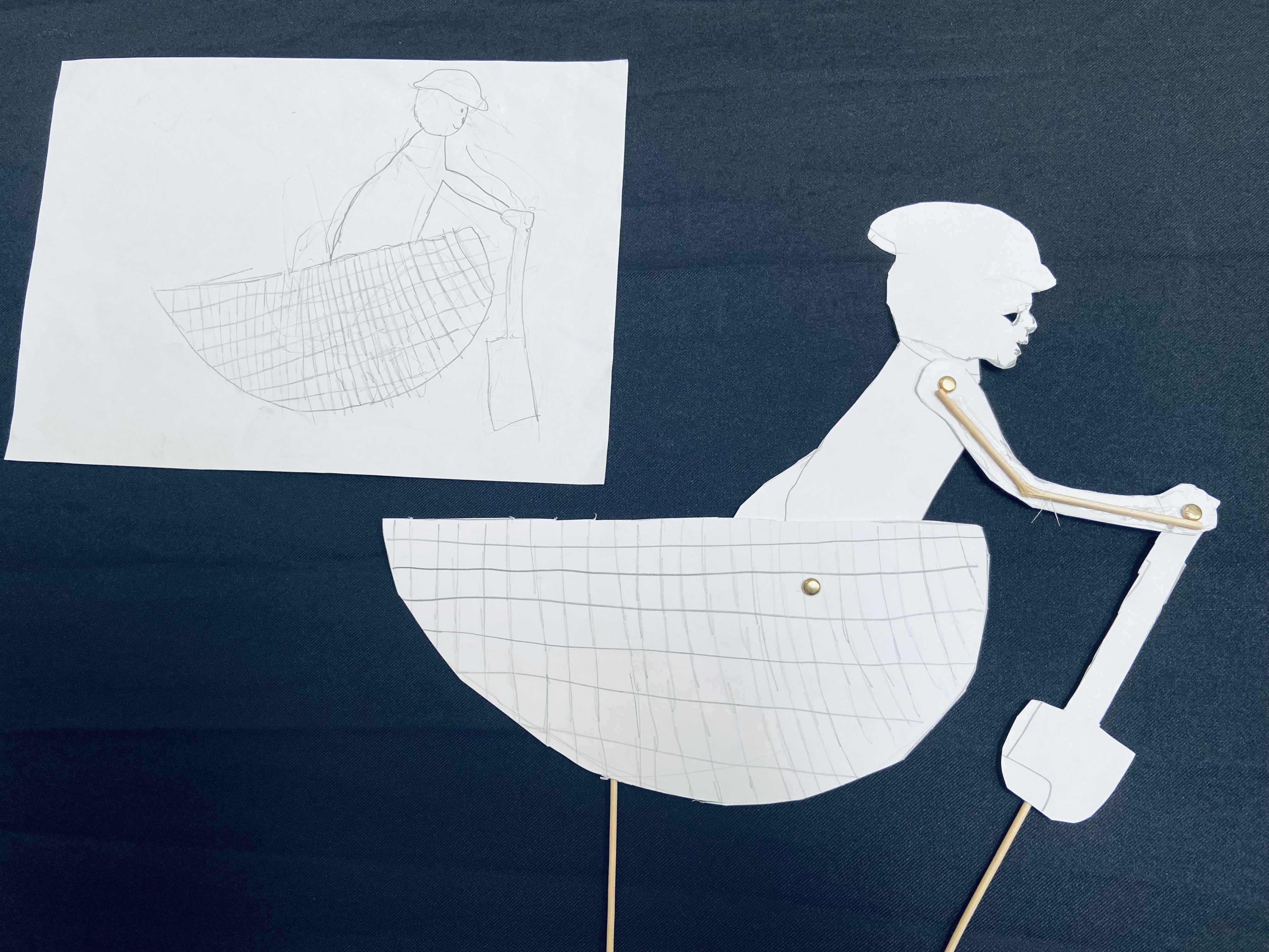 Children creating shadow puppets in workshop